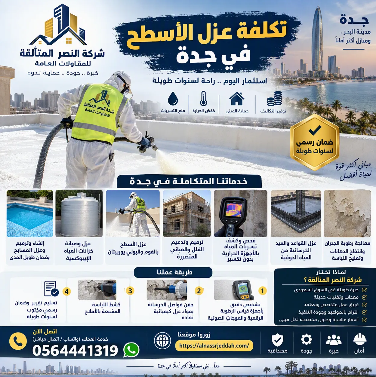 تكلفة عزل الأسطح في جدة بالفوم والبولي يوريا - شركة النصر المتألقة للمقاولات العامة